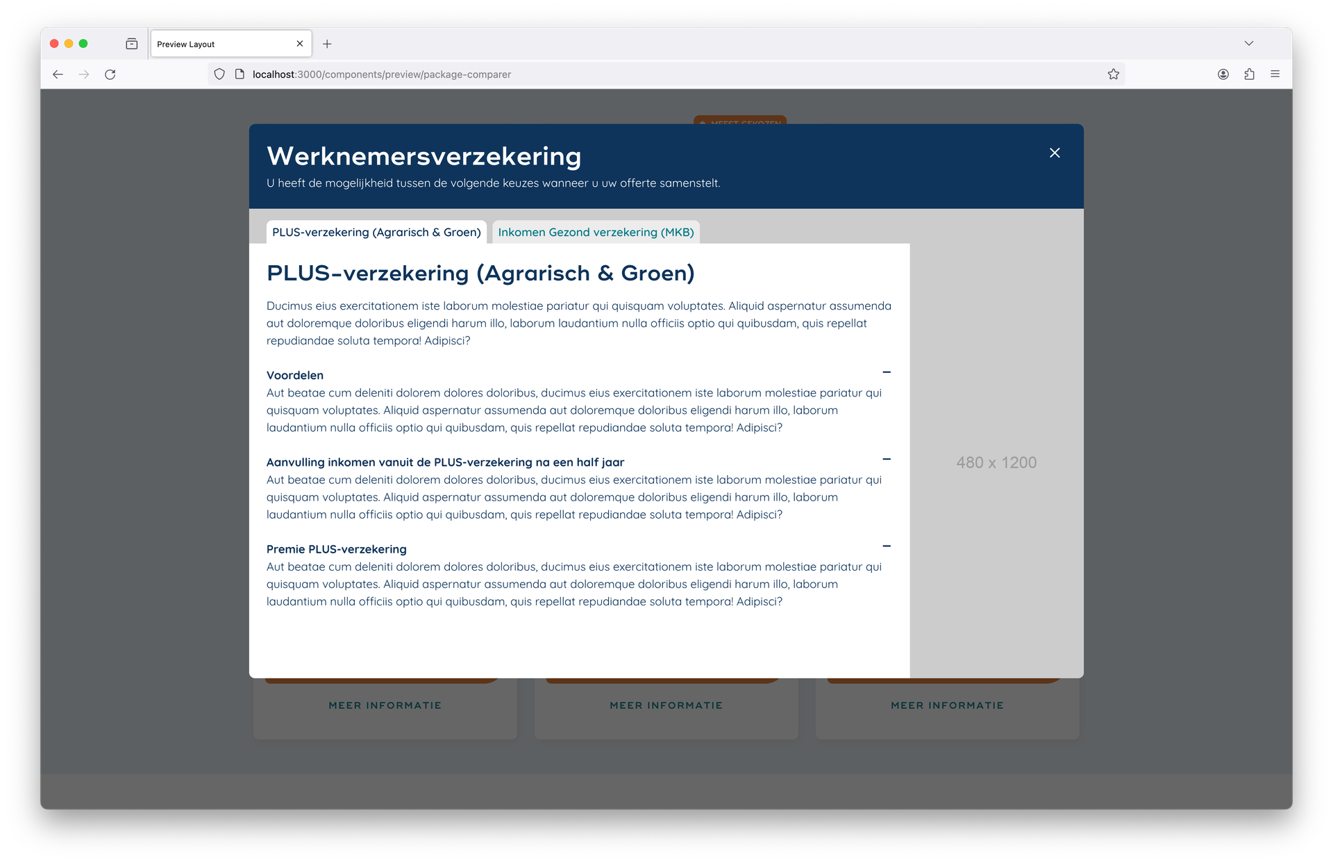 Screenshot of the modal dialog